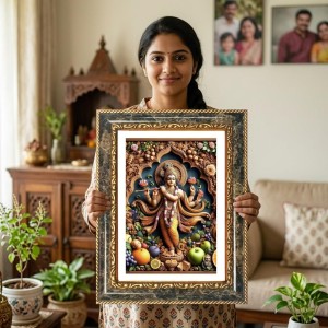 Ganeshaa Decorative Photo Frame With White Mount | Premium Wall & Tabletop Picture Frame | Home, Office & Temple Decoration | 8x12 Inch (Pack Of 1) (F31430)
