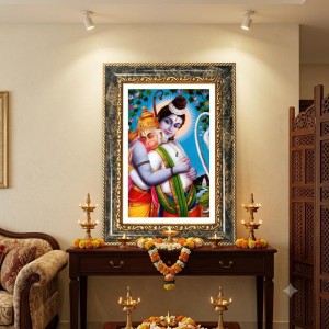 Ganeshaa And Krishna Decorative Photo Frame With White Mount | Premium Wall & Tabletop Picture Frame | Home, Office & Temple Decoration | 8x12 Inch (Pack Of 1) (F33119)