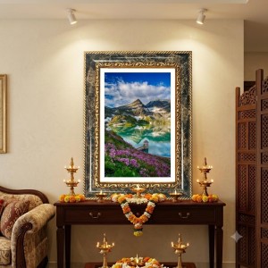Mountain Lake Decorative Photo Frame With White Mount | Premium Wall & Tabletop Picture Frame | Home, Office & Temple Decoration | 10x14 Inch (Pack Of 1) (F31570)