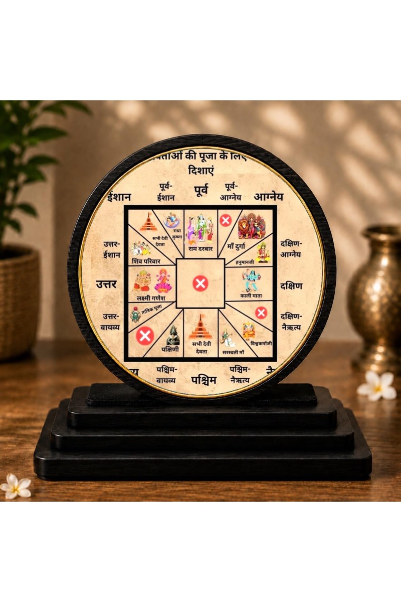 Car Dashboard Wooden Vastu Decorative Yantra Showpiece | 4 X 4.5 Inch Sublimation Printed Decorative Stand | 4 Mm MDF | Home Decor | Made in India (F33561)