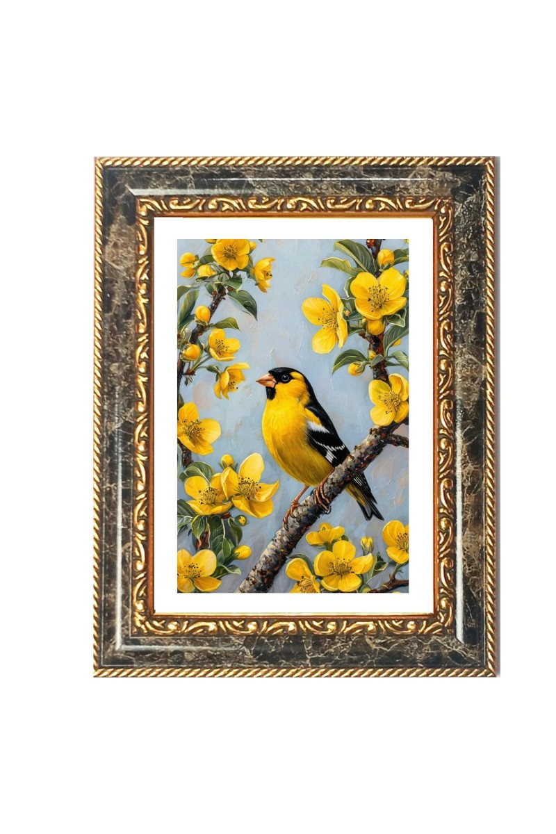 American Goldfinch Decorative Photo Frame With White Mount | Premium Wall & Tabletop Picture Frame | Home, Office & Temple Decoration | 10x14 Inch (Pack Of 1) (F31555)