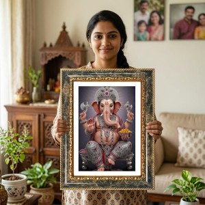 Ganeshaa Decorative Photo Frame With White Mount | Premium Wall & Tabletop Picture Frame | Home, Office & Temple Decoration | 10x14 Inch (Pack Of 1) (F32358)