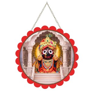 Lord Jagannath Wall Hanging Photo Frame | 8 Inch Round Floral Design With Golden Hanging Chain | Decorative Religious Wall Decor For Home, Office, Temple & Pooja Room (F21978) Lord Jagannath Wall Hanging Photo Frame | 8 Inch Round Floral Design With Golden Hanging Chain | Decorative Religious Wall Decor For Home, Office, Temple & Pooja Room (F21978)