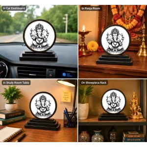 Car Dashboard Wooden Lord Ganeshaa Showpiece | 4 X 4.5 Inch Sublimation Printed Decorative Stand | 4 Mm MDF | Home Decor | Made in India (F33574) Car Dashboard Wooden Lord Ganeshaa Showpiece | 4 X 4.5 Inch Sublimation Printed Decorative Stand | 4 Mm MDF | Home Decor | Made in India (F33574)
