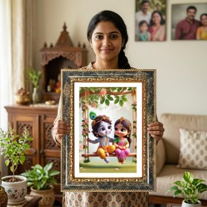 Little Krishna And Balarama Decorative Photo Frame With White Mount | Premium Wall & Tabletop Picture Frame | Home, Office & Temple Decoration | 8x12 Inch (Pack Of 1) (F32975) Little Krishna And Balarama Decorative Photo Frame With White Mount | Premium Wall & Tabletop Picture Frame | Home, Office & Temple Decoration | 8x12 Inch (Pack Of 1) (F32975)