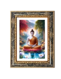 Gautam Buddha Decorative Photo Frame With White Mount | Premium Wall & Tabletop Picture Frame | Home, Office & Temple Decoration | 8x12 Inch (Pack Of 1) (F31287)