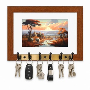 Decorative Wooden Photo Frame Key Hanger With Nature Picture, 12 X 8 Inch Wall Key Holder, 10 X 6 Inch Glossy Photo Frame, 6 Metal Hooks, Home Entrance Decor, Made In India (F38798) Decorative Wooden Photo Frame Key Hanger With Nature Picture, 12 X 8 Inch Wall Key Holder, 10 X 6 Inch Glossy Photo Frame, 6 Metal Hooks, Home Entrance Decor, Made In India (F38798)