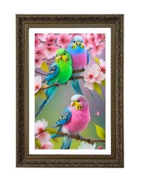 Budgerigars Big Photo Frame - 20x28 Inches For Home,Temple & Office Decoration (F10686)