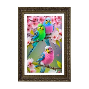 Budgerigars Big Photo Frame - 20x28 Inches For Home,Temple & Office Decoration (F10686)