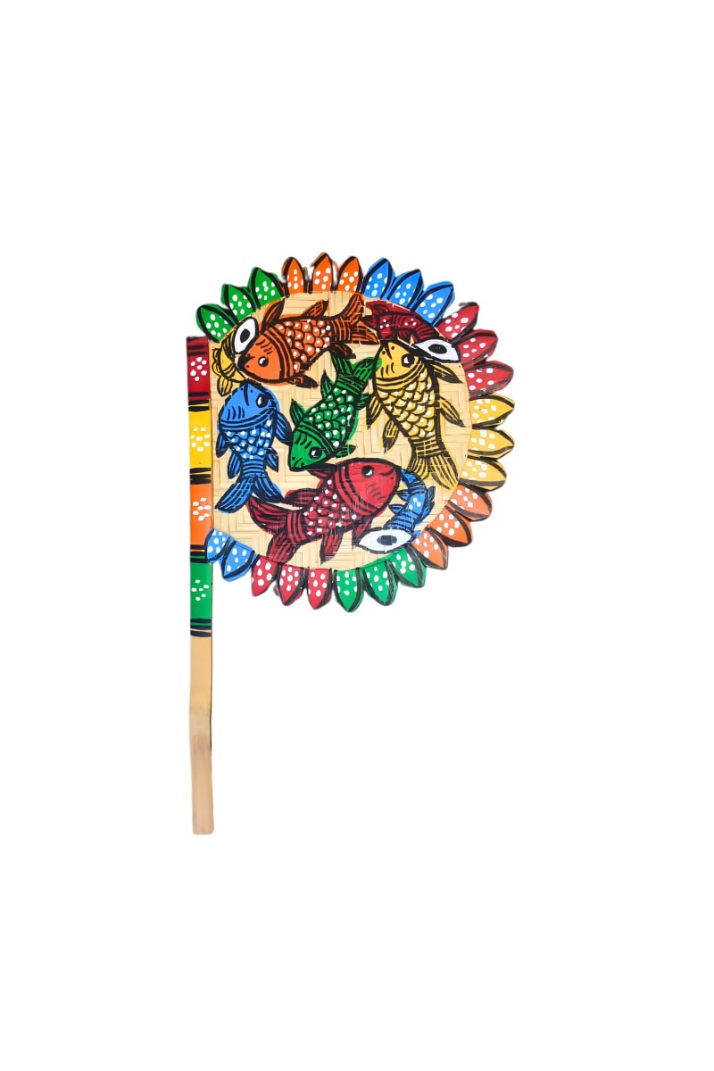 Handmade Bamboo Hand Fan (Hatpakha) â€“ Traditional Hand-Painted Handheld Fan for Cool Air, Home DÃ©cor, Festivals & Puja (Multi)