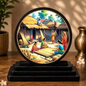 Car Dashboard Wooden Indian Village Scene Showpiece | 4 X 4.5 Inch Sublimation Printed Decorative Stand | 4 Mm MDF | Home Decor | Made in India (F33298) Car Dashboard Wooden Indian Village Scene Showpiece | 4 X 4.5 Inch Sublimation Printed Decorative Stand | 4 Mm MDF | Home Decor | Made in India (F33298)