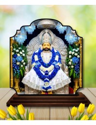 Car Dashboard/Table Top Khatu Shyam Ji Wooden Rectangle Photo Stand 3x4 Inches, Compact & Stylish Spiritual Display for Car, Home & Office (Pack of 1) (F22246)