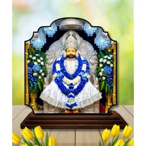 Car Dashboard/Table Top Khatu Shyam Ji Wooden Rectangle Photo Stand 3x4 Inches, Compact & Stylish Spiritual Display for Car, Home & Office (Pack of 1) (F22246)