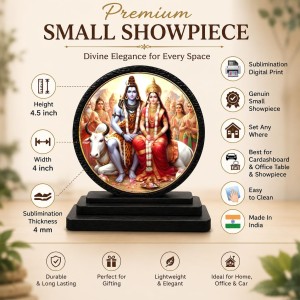 Car Dashboard Wooden Lord Shiva and Goddess Parvati Showpiece | 4 X 4.5 Inch Sublimation Printed Decorative Stand | 4 Mm MDF | Home Decor | Made in India (F33360)