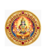 Agni Dev Fridge Magnet Wooden | Glossy Sublimation Print | 4x4 Inch | Strong Magnet Back | Decorative Magnet for Fridge, Almirah & Temple Decor (F23750)