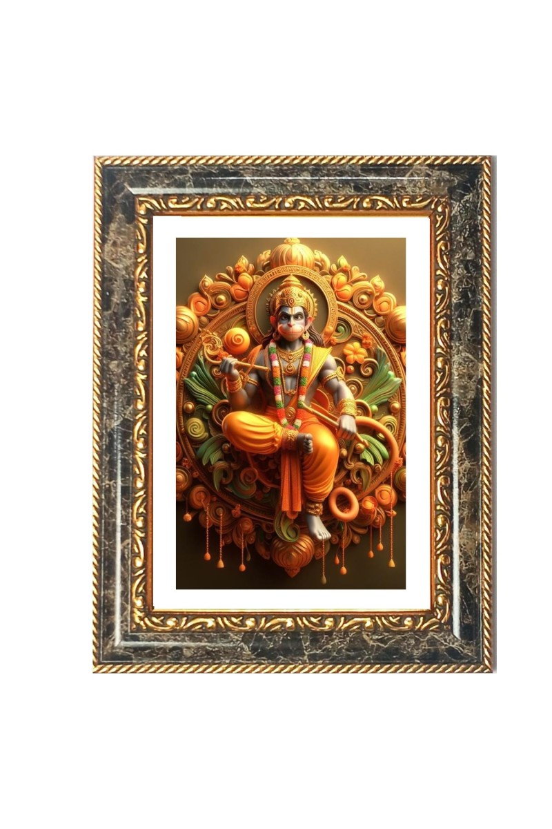 Lord Hanuman Decorative Photo Frame With White Mount | Premium Wall & Tabletop Picture Frame | Home, Office & Temple Decoration | 12x16 Inch (Pack Of 1) (F31151)