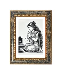 Shiva Lingam Worship Decorative Photo Frame With White Mount | Premium Wall & Tabletop Picture Frame | Home, Office & Temple Decoration | 12x16 Inch (Pack Of 1) (F33219)