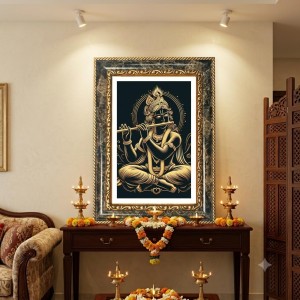 Krishna Decorative Photo Frame With White Mount | Premium Wall & Tabletop Picture Frame | Home, Office & Temple Decoration | 8x12 Inch (Pack Of 1) (F33170)