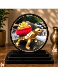 Car Dashboard Wooden Feng Shui Tortoise Showpiece | 4 X 4.5 Inch Sublimation Printed Decorative Stand | 4 Mm MDF | Home Decor | Made in India (F33547)