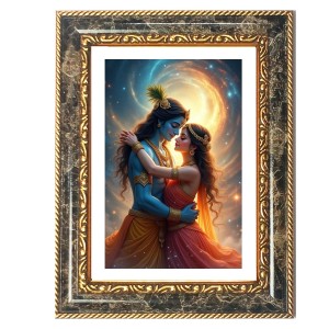 Radhaa Krishna Decorative Photo Frame With White Mount | Premium Wall & Tabletop Picture Frame | Home, Office & Temple Decoration | 12x16 Inch (Pack Of 1) (F33000)