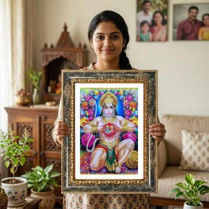 Hanuman Decorative Photo Frame With White Mount | Premium Wall & Tabletop Picture Frame | Home, Office & Temple Decoration | 8x12 Inch (Pack Of 1) (F33175) Hanuman Decorative Photo Frame With White Mount | Premium Wall & Tabletop Picture Frame | Home, Office & Temple Decoration | 8x12 Inch (Pack Of 1) (F33175)