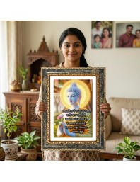 Buddha Decorative Photo Frame With White Mount | Premium Wall & Tabletop Picture Frame | Home, Office & Temple Decoration | 8x12 Inch (Pack Of 1) (F32616)
