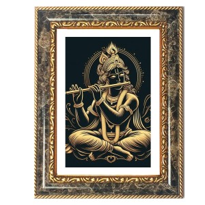 Krishna Decorative Photo Frame With White Mount | Premium Wall & Tabletop Picture Frame | Home, Office & Temple Decoration | 8x12 Inch (Pack Of 1) (F33170)