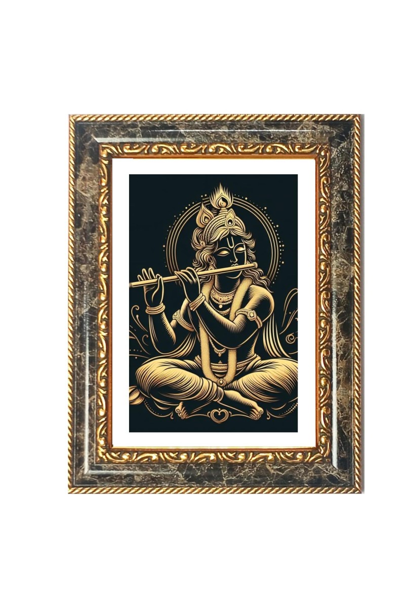 Krishna Decorative Photo Frame With White Mount | Premium Wall & Tabletop Picture Frame | Home, Office & Temple Decoration | 8x12 Inch (Pack Of 1) (F33170)