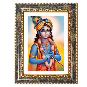 Krishna Decorative Photo Frame With White Mount | Premium Wall & Tabletop Picture Frame | Home, Office & Temple Decoration | 10x14 Inch (Pack Of 1) (F33233)