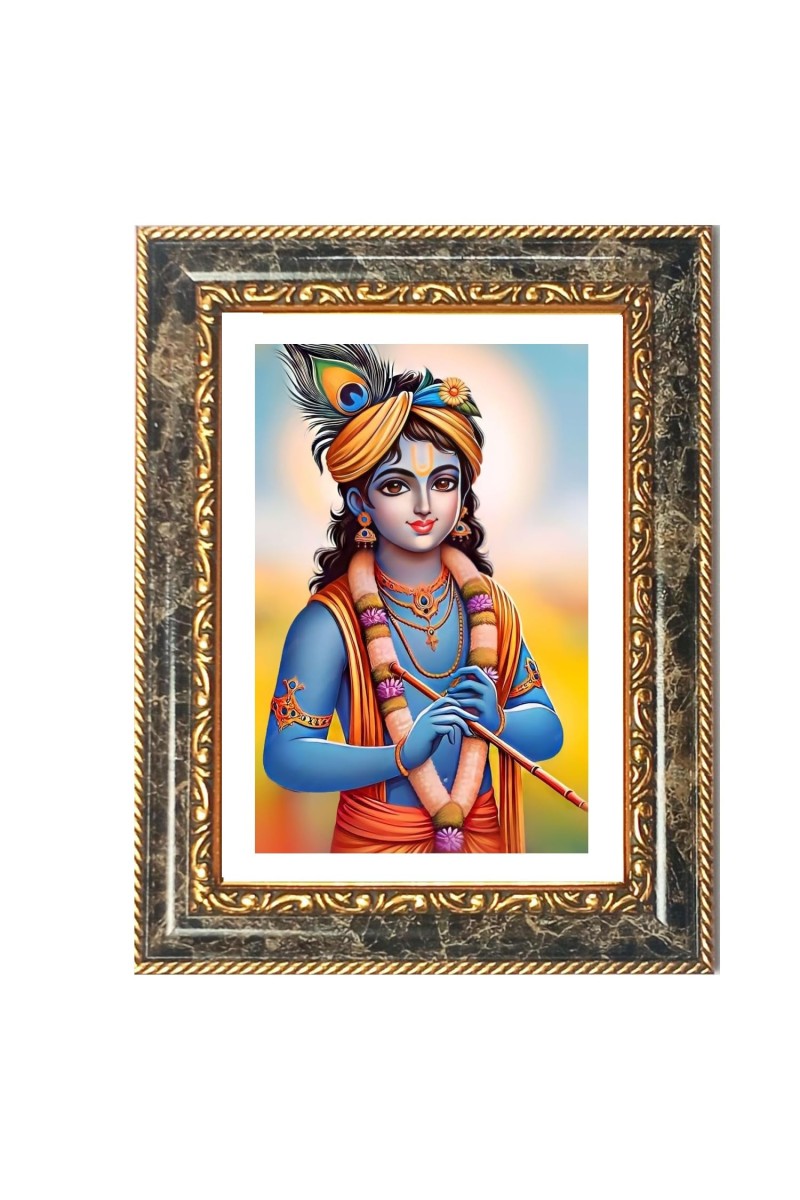 Krishna Decorative Photo Frame With White Mount | Premium Wall & Tabletop Picture Frame | Home, Office & Temple Decoration | 10x14 Inch (Pack Of 1) (F33233)