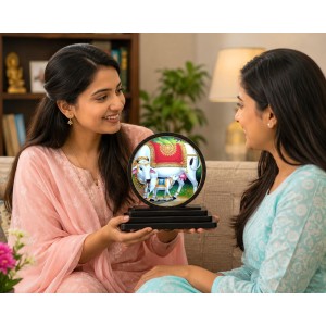Car Dashboard Wooden Kamadhenu Cow and Calf Showpiece | 4 X 4.5 Inch Sublimation Printed Decorative Stand | 4 Mm MDF | Home Decor | Made in India (F33552) Car Dashboard Wooden Kamadhenu Cow and Calf Showpiece | 4 X 4.5 Inch Sublimation Printed Decorative Stand | 4 Mm MDF | Home Decor | Made in India (F33552)
