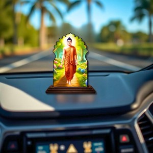 Car Dashboard/Table Top Serene Buddha Wooden Temple Photo Stand 3x4 Inches, Compact & Stylish Spiritual Display for Car, Home & Office (Pack of 1) (F22570) Car Dashboard/Table Top Serene Buddha Wooden Temple Photo Stand 3x4 Inches, Compact & Stylish Spiritual Display for Car, Home & Office (Pack of 1) (F22570)