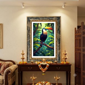 Toucan Decorative Photo Frame With White Mount | Premium Wall & Tabletop Picture Frame | Home, Office & Temple Decoration | 8x12 Inch (Pack Of 1) (F32682)