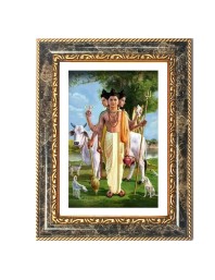 Lord Dattatreya Decorative Photo Frame With White Mount | Premium Wall & Tabletop Picture Frame | Home, Office & Temple Decoration | 10x14 Inch (Pack Of 1) (F31319)
