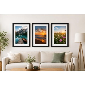 Black A4 Photo Frame Set of 3 | Empty Picture Frames with Transparent Front Cover | Wall Mount & Tabletop Display | Modern Photo Frames for Photos, Certificates & Posters | Home, Office, Living Room & Bedroom Decor