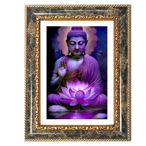 Lord Buddha Decorative Photo Frame With White Mount | Premium Wall & Tabletop Picture Frame | Home, Office & Temple Decoration | 12x16 Inch (Pack Of 1) (F31215)