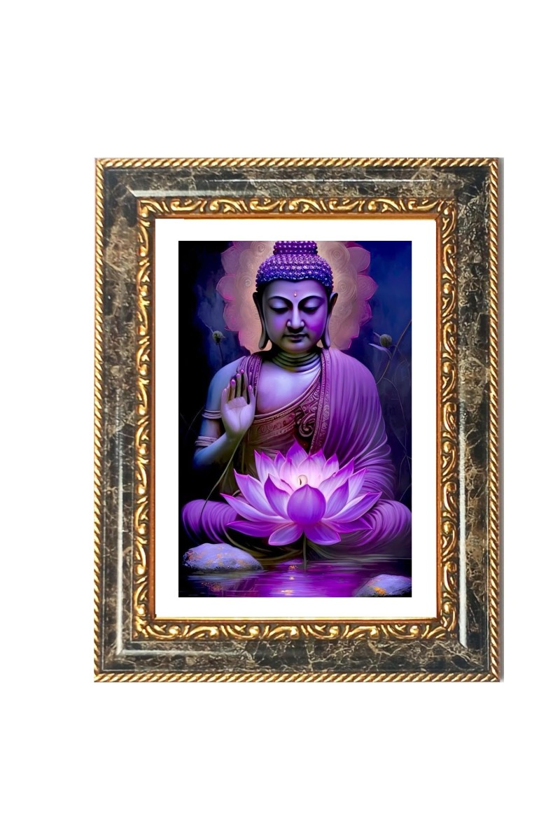 Lord Buddha Decorative Photo Frame With White Mount | Premium Wall & Tabletop Picture Frame | Home, Office & Temple Decoration | 12x16 Inch (Pack Of 1) (F31215)