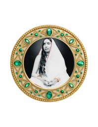 Sarada Goddess Fridge Magnet Wooden | Glossy Sublimation Print | 4x4 Inch | Strong Magnet Back | Decorative Magnet for Fridge, Almirah & Temple Decor (F23697)