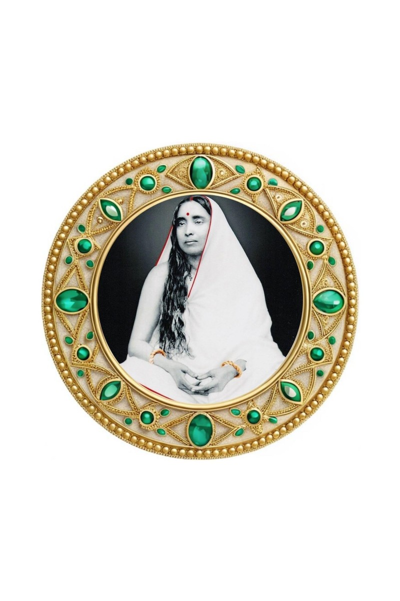Sarada Goddess Fridge Magnet Wooden | Glossy Sublimation Print | 4x4 Inch | Strong Magnet Back | Decorative Magnet for Fridge, Almirah & Temple Decor (F23697)