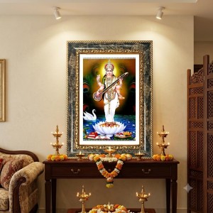 Saraswati Decorative Photo Frame With White Mount | Premium Wall & Tabletop Picture Frame | Home, Office & Temple Decoration | 10x14 Inch (Pack Of 1) (F31528)