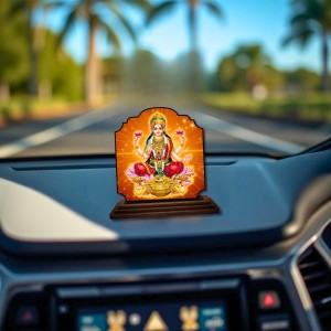 Car Dashboard/Table Top Goddess Lakshmi Wooden Rectangle Photo Stand 3x4 Inches, Compact & Stylish Spiritual Display for Car, Home & Office (Pack of 1) (F22271)