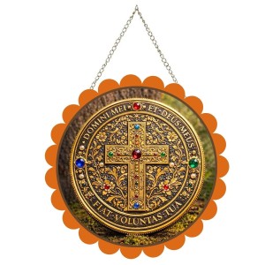 Jesus Symbol Wall Hanging Photo Frame | 8 Inch Round Floral Design With Golden Hanging Chain | Decorative Religious Wall Decor For Home, Office, Temple & Pooja Room (F22183) Jesus Symbol Wall Hanging Photo Frame | 8 Inch Round Floral Design With Golden Hanging Chain | Decorative Religious Wall Decor For Home, Office, Temple & Pooja Room (F22183)