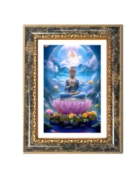 Buddha Decorative Photo Frame With White Mount | Premium Wall & Tabletop Picture Frame | Home, Office & Temple Decoration | 8x12 Inch (Pack Of 1) (F31445)