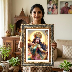 Ram Darbar Decorative Photo Frame With White Mount | Premium Wall & Tabletop Picture Frame | Home, Office & Temple Decoration | 12x16 Inch (Pack Of 1) (F33116)