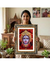 Goddess Kali Decorative Photo Frame With White Mount | Premium Wall & Tabletop Picture Frame | Home, Office & Temple Decoration | 8x12 Inch (Pack Of 1) (F31218)