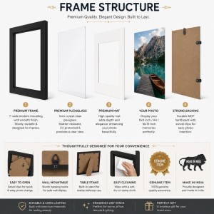 Black A4 Photo Frame Set of 3 | Empty Picture Frames with Transparent Front Cover | Wall Mount & Tabletop Display | Modern Photo Frames for Photos, Certificates & Posters | Home, Office, Living Room & Bedroom Decor