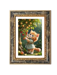 Kitten Decorative Photo Frame With White Mount | Premium Wall & Tabletop Picture Frame | Home, Office & Temple Decoration | 10x14 Inch (Pack Of 1) (F31467)