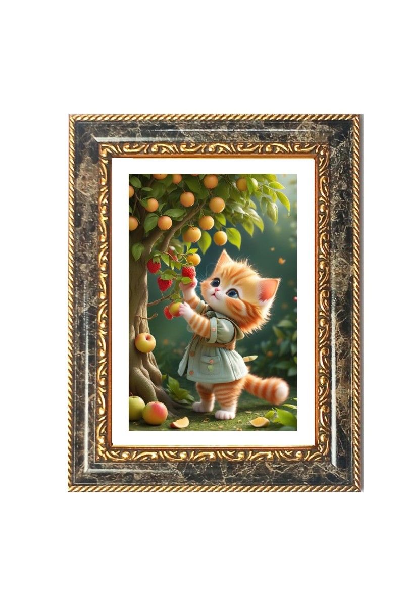 Kitten Decorative Photo Frame With White Mount | Premium Wall & Tabletop Picture Frame | Home, Office & Temple Decoration | 10x14 Inch (Pack Of 1) (F31467)
