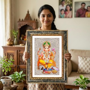 Ganeshaa Decorative Photo Frame With White Mount | Premium Wall & Tabletop Picture Frame | Home, Office & Temple Decoration | 8x12 Inch (Pack Of 1) (F31469)