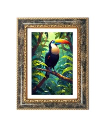 Toucan Decorative Photo Frame With White Mount | Premium Wall & Tabletop Picture Frame | Home, Office & Temple Decoration | 8x12 Inch (Pack Of 1) (F32682)
